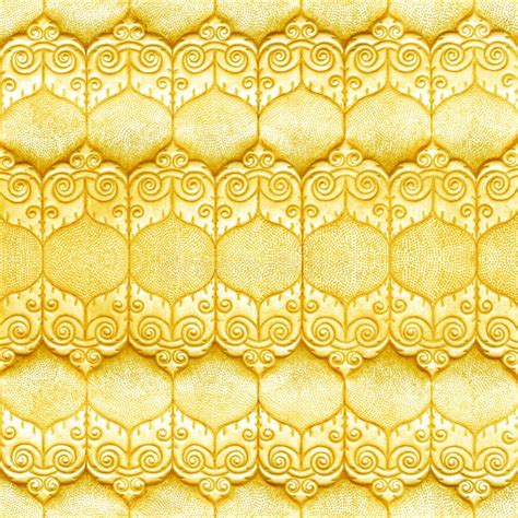 Metal Gold Pattern Crafts Wall In The Temple Of Thailand Lanna Stock