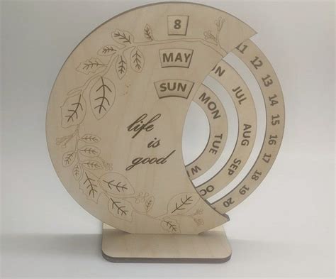 Perpetual Calendar Svg Laser Cut Files Glowforge Template Cnc Cut