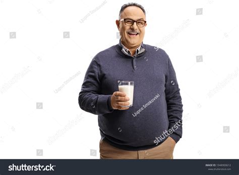 Smiling Mature Man Holding Glass Milk Stock Photo 1948900612 Shutterstock