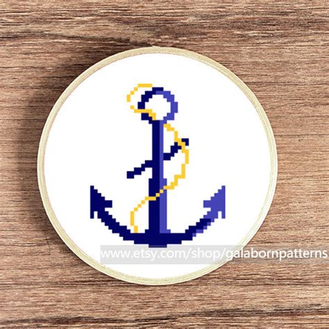 Anchor Cross Stitch Pattern Pdf Nautical Easy Beginners Etsy