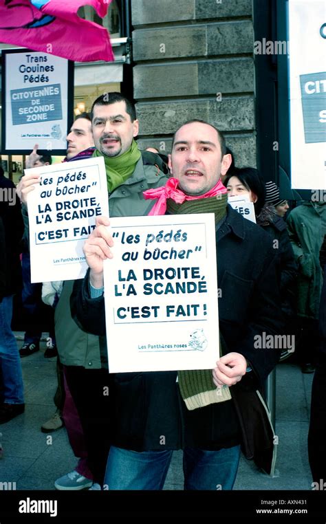 Paris France French Gay Activists From Pink Panthers Organization Protesting Lgbt Against