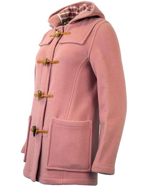 GLOVERALL 432FC Retro 60s Short Slim Fit Duffle Coat Pastel Pink