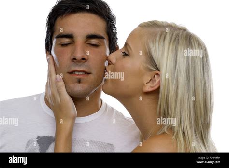 Lips Kissing Cheek Hi Res Stock Photography And Images Alamy