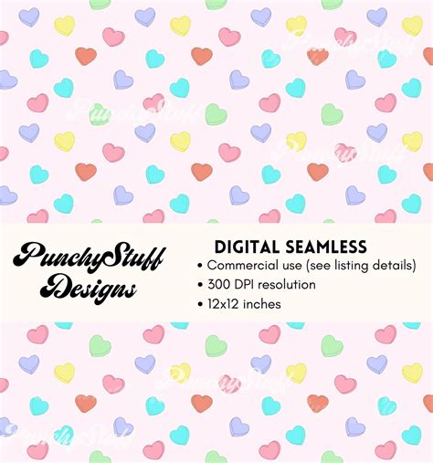 Seamless File Pastel Candy Hearts Illustrated Pattern Repeat Valentine