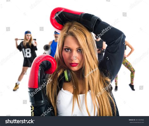 Sexy Blonde Girl Boxing Gloves Many Stock Photo Shutterstock