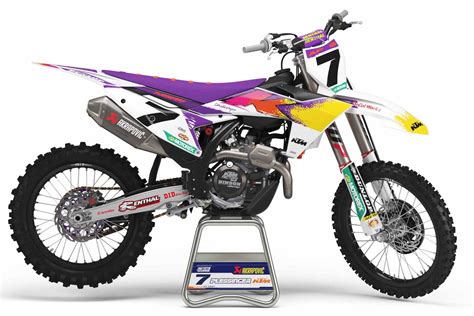 KTM SXF White Purple 2022 AP7 Retro Semi Custom Full Graphics Kit