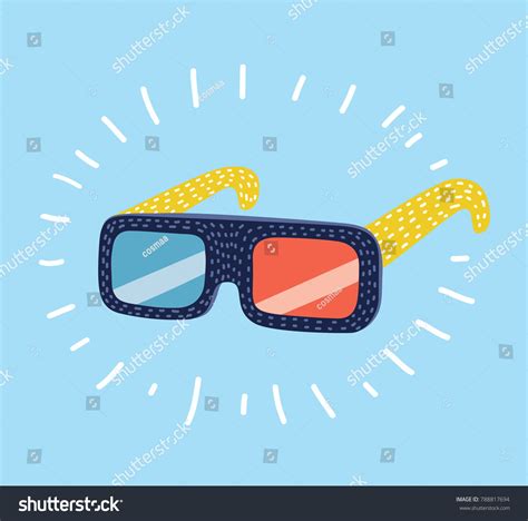 Vector Cartoon Funny Illustration 3d Glasses Stock Vector Royalty Free