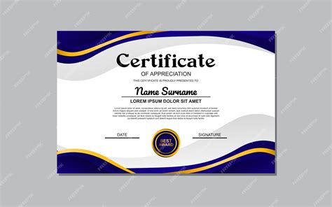 Premium Vector The Certificate Template With A Blue And Gold Design