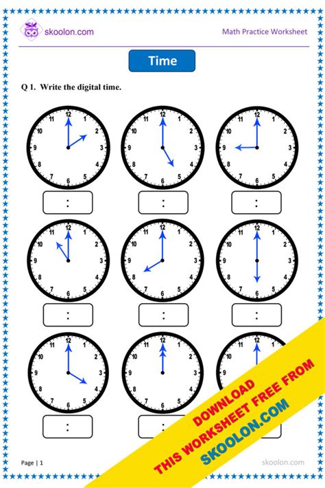 Time Worksheet Skoolon