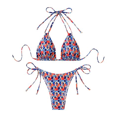 TTUHYWXI Women S Thong Bikini Set Sexy String High Cut Triangle Swimsuit Two Piece Brazilian