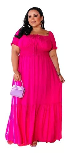 Vestido Longo Plus Size Feminino Ciganinha Tendência Verão Frete Grátis