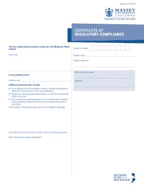 Fillable Online Allanwilsoncentre Ac RF06 Certificate Of Regulatory