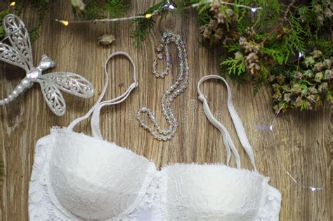 Fashion Red Panties And Bra Set As A Christmas Gift On The White Stock Photo Image Of Lingerie