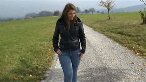 Hot Brunette Diana In Skintight Blue Mustang Stretchjeans 3 Skintight Jeans Video Clips