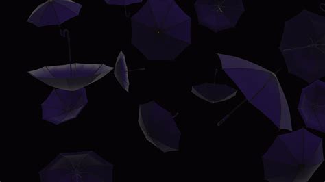 Umbrellas background. Falling blue umbrellas over alpha channel. Rain