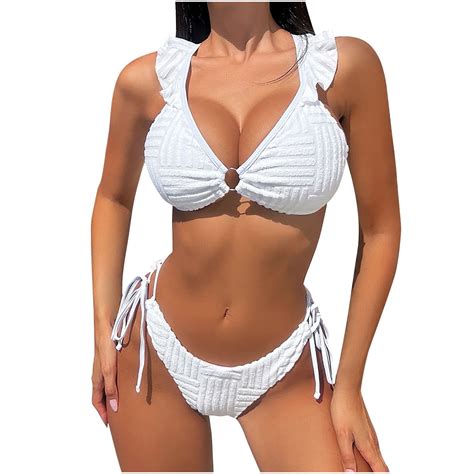 BSDJILFG Women Bikini Set Solid Color Sexy Triangle Two Piece