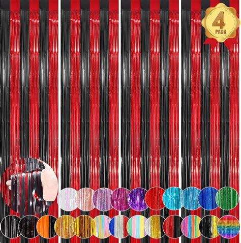 Amazon Black Red Fringe Curtain Party Streamers Pack X Ft