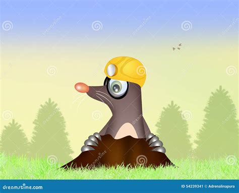 Funny Mole Work Dig Animal Vector Illustration Transparent Background