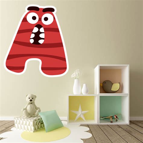 Autocollant Lettre A Alphabet Enfant Monstre Zonestickers