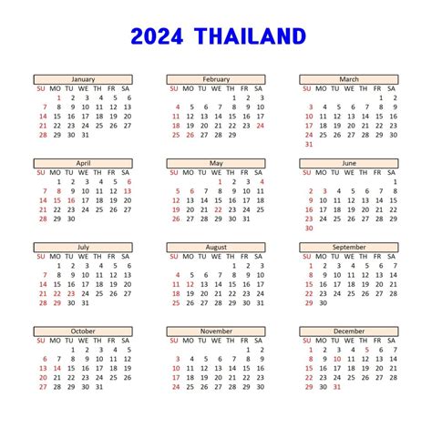 Thailand Holidays 2024 Calendar Netty Adrianna