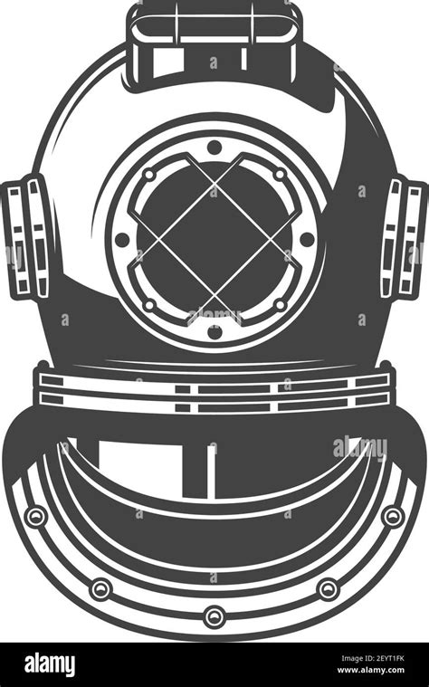 Retro Diving Helmet Isolated Old Mask Vector Old Fashion Equipment To