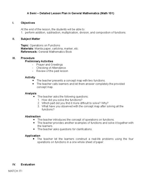 Semi Detailed Lesson Plan In Mathematics