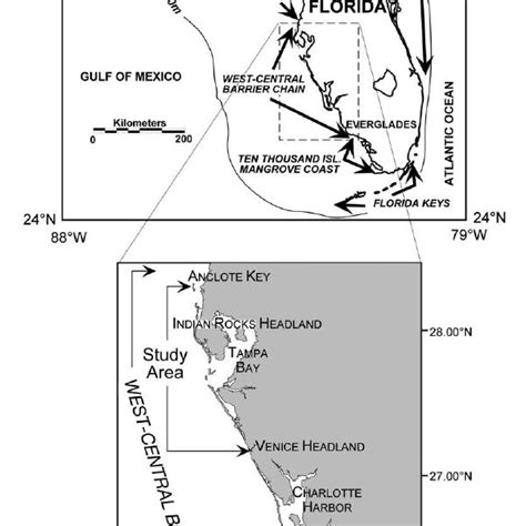 Bathymetric Map Of West Florida Shelf And Slope Which Drops