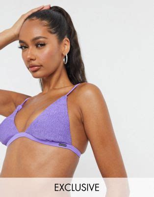 Free Society Mix And Match Scrunch Triangle Bikini Top In Purple ASOS