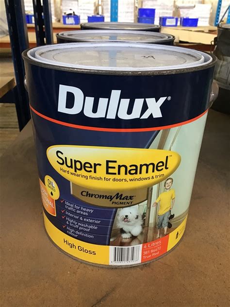 Dulux Super Enamel True Red High Gloss Paint 4 Litre Can Oil Base