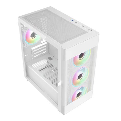 Vida Zephyr White mATX Gaming PC Case, Meshed Panel, Micro ATX, 4x