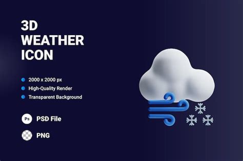 Premium Psd 3d Icon Illustrations Blizzard Storm Snow