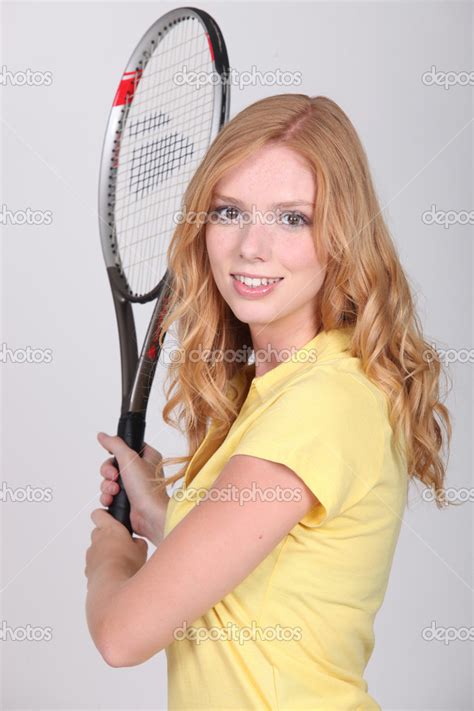 Girl With Tennis Racket Stock Photo Photography