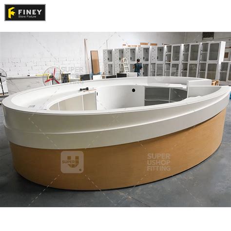 customized modern white circular  reception desks
