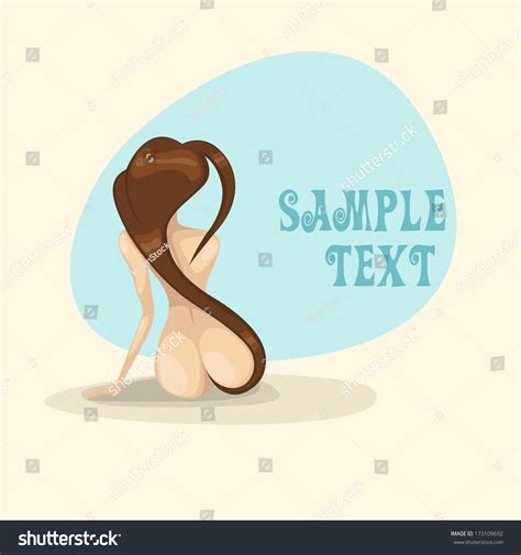 Nude Girl Long Hair Happy Womens เวกเตอรสตอก ปลอดคาลขสทธ 173109692