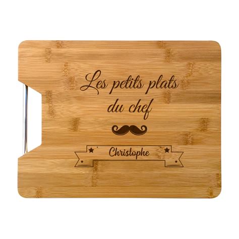 Planche à découper en bois à personnaliser Les petits plats du Chef