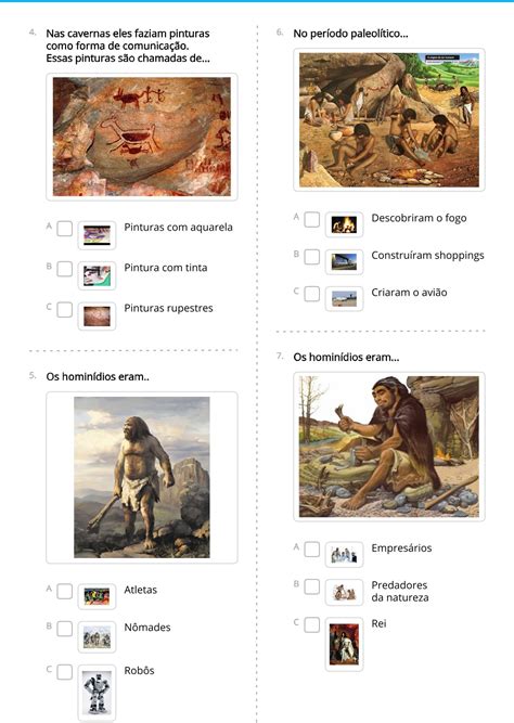 Atividades De Historia Periodo Paleolitico E Neolitico 4 Ano