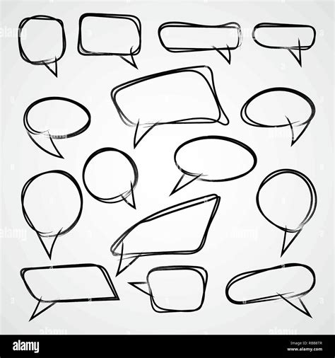 Hand Drawn Speech Bubbles Vector Illustration Set Of Black Speech Bubbles Isolated Stock