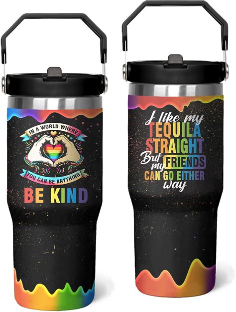 Rainbow Pride Flag Tumbler Retro Be You Travel Mug Gay Pride Cups Lesbian Gifts For Women Men