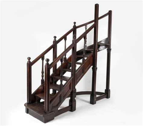 At Auction: ANTIQUE ARCHITECTURAL SALVAGE LIBRARY STAIRCASE