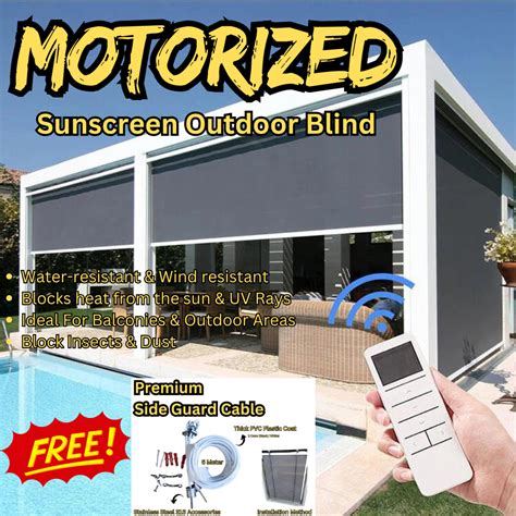 Theblindspot Motorised Sunscreen Outdoor Roller Blind Bidai Outdoor