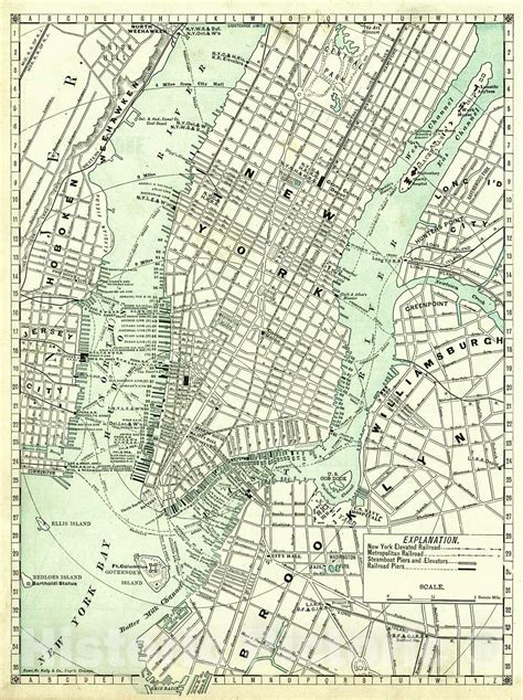 Historic Map 1889 New York City Vintage Wall Art In 2022 New