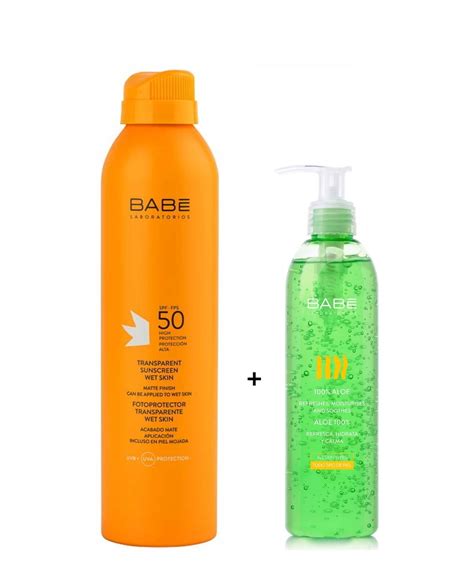 Babe Transparent Sunscreen Wet Skin Güneş Losyonu SPF 50 200 ML Babe Aloe Vera Gel 90 Ml