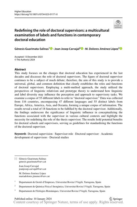 Pdf Redefining The Role Of Doctoral Supervisors A Multicultural