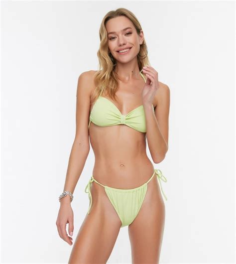 Buy Trendyol Solid String Bikini Set In Green 6thStreet Kuwait