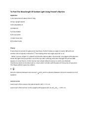 Fresnel Pdf To Find The Wavelength Of Sodium Light Using Fresnels