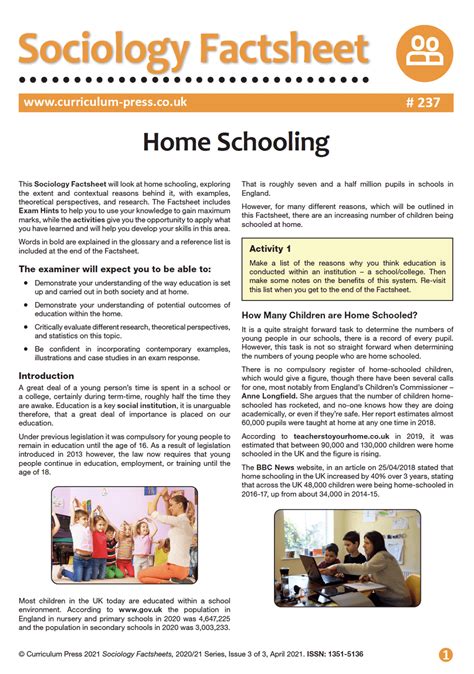 Home Schooling - Curriculum Press