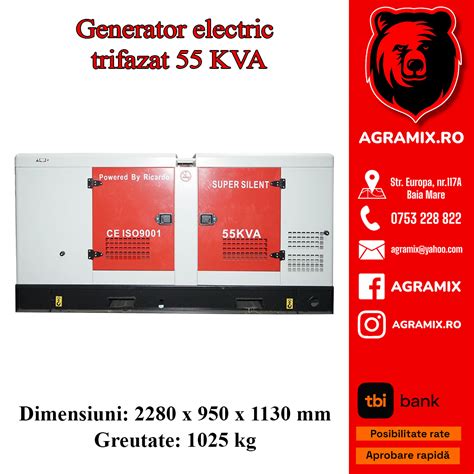 Generator Electric Trifazat 55kva 230400v Cu Motor Diesel Ricardo