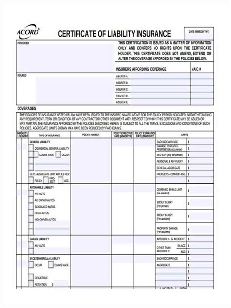 Liability Insurance Template