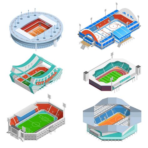 Stadium Icons Set Vector Art At Vecteezy