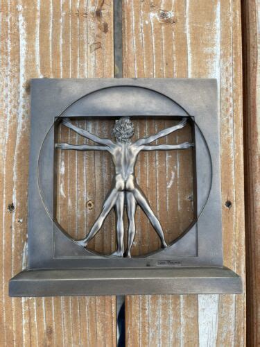 Vitruvian Man Leonardo Da Vinci Nude Male Bronzed Resin Veronese Sculpture
